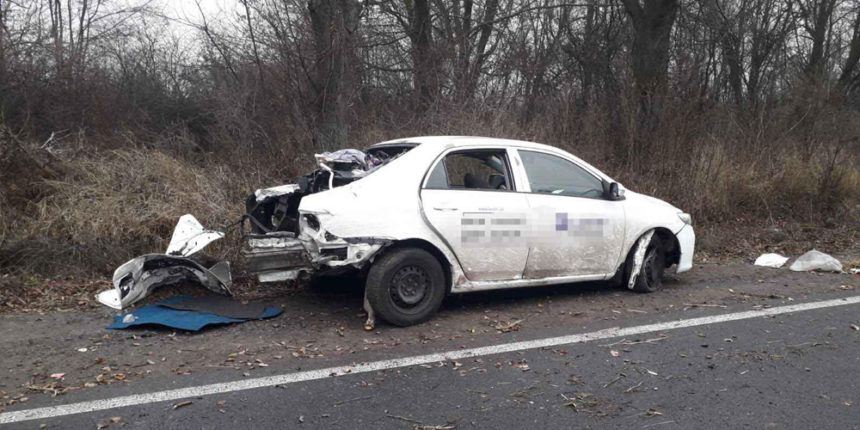 Toyota Corolla з’їхала з дороги та протаранила дерево