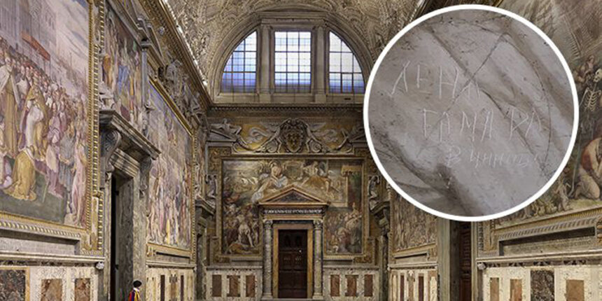 Вінничанки шокували мережу своїм написом на фресці Рафаеля у Ватикані