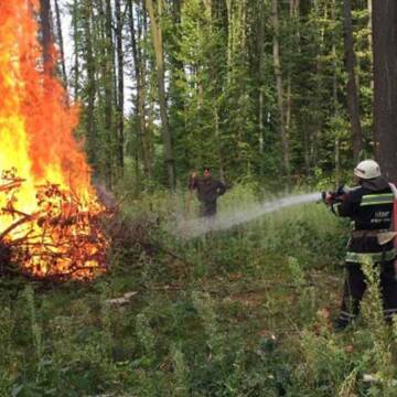 Немирівські вогнеборці тренувались гасити умовну лісову пожежу