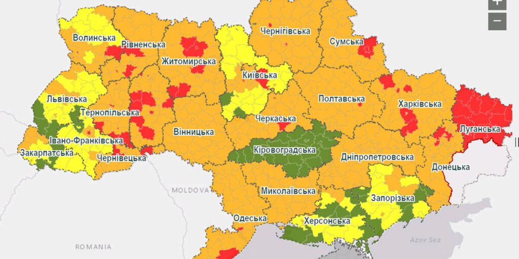З понеділка всі райони Вінницької області переходять до "помаранчевої" зони