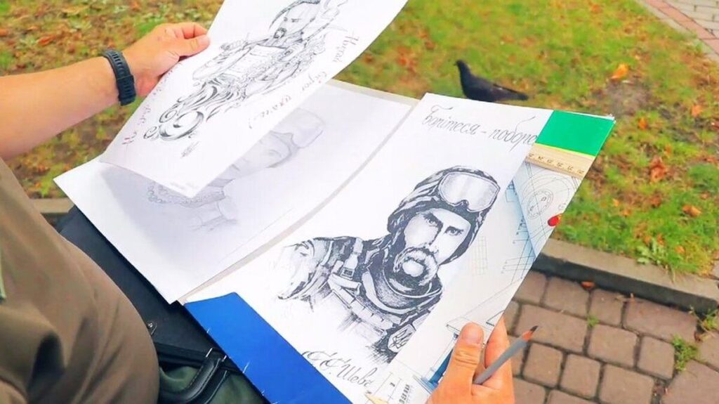 Шевченко у бронежилеті та Леся Українка в касці: захисник з Вінниччини малює відомих поетів