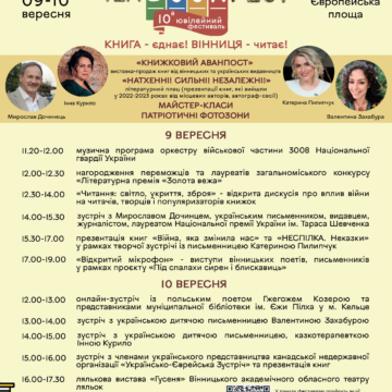 У Вінниці відбудеться десятий ювілейний фестиваль «VinBookFest»
