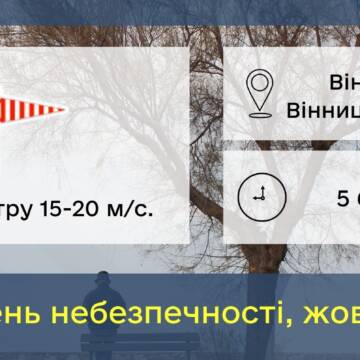 На Вінниччині очікується погіршення погодних умов