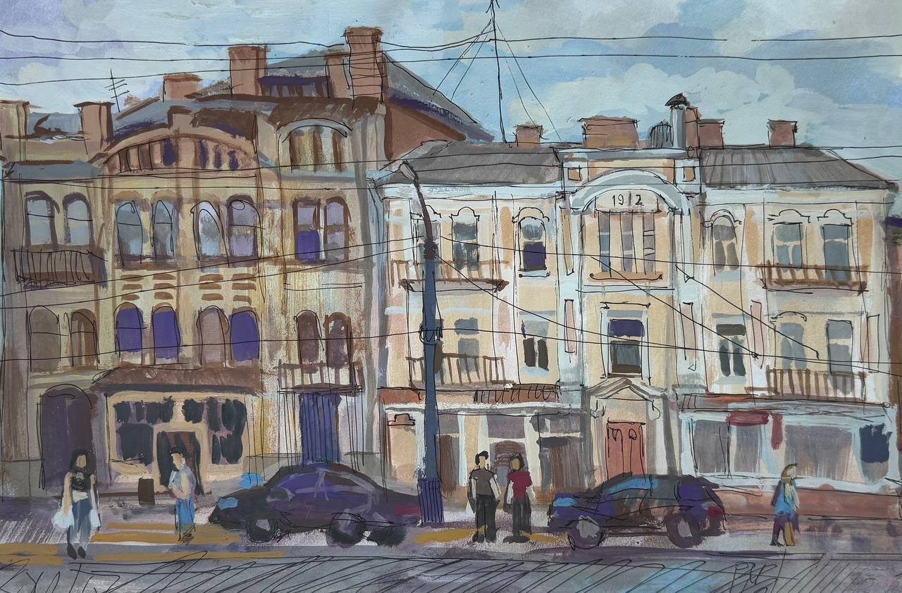 Мончак Лев, малюнок вулиці Собороної у Вінниці