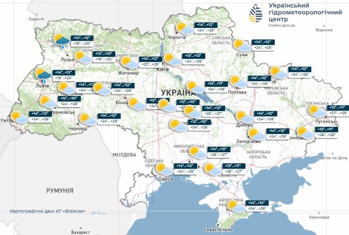 Прогноз погоди від Укргідрометцентру