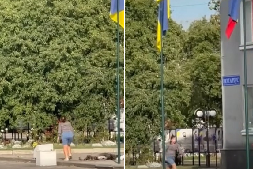 Жінка у Козятині перевертає клумби біля Алеї пам’яті