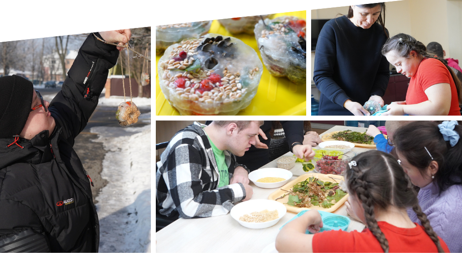 Вихованці центру «Гармонія» у Вінниці виготовляють екологічні годівнички для птахів