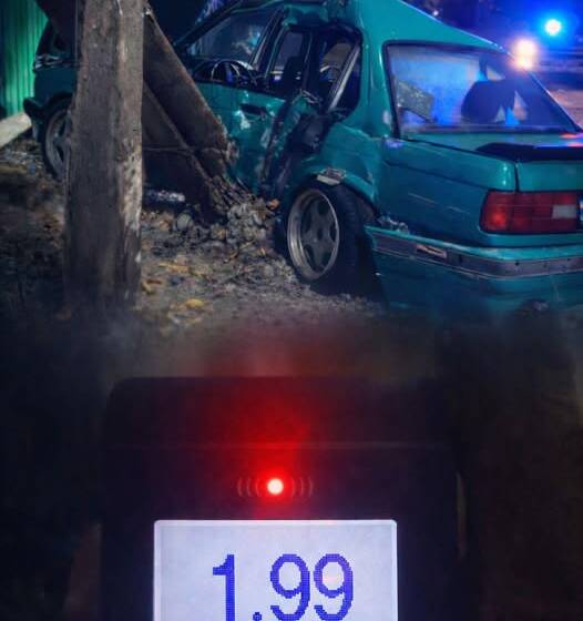 У Вінниці п’яний водій влетів у стовп
