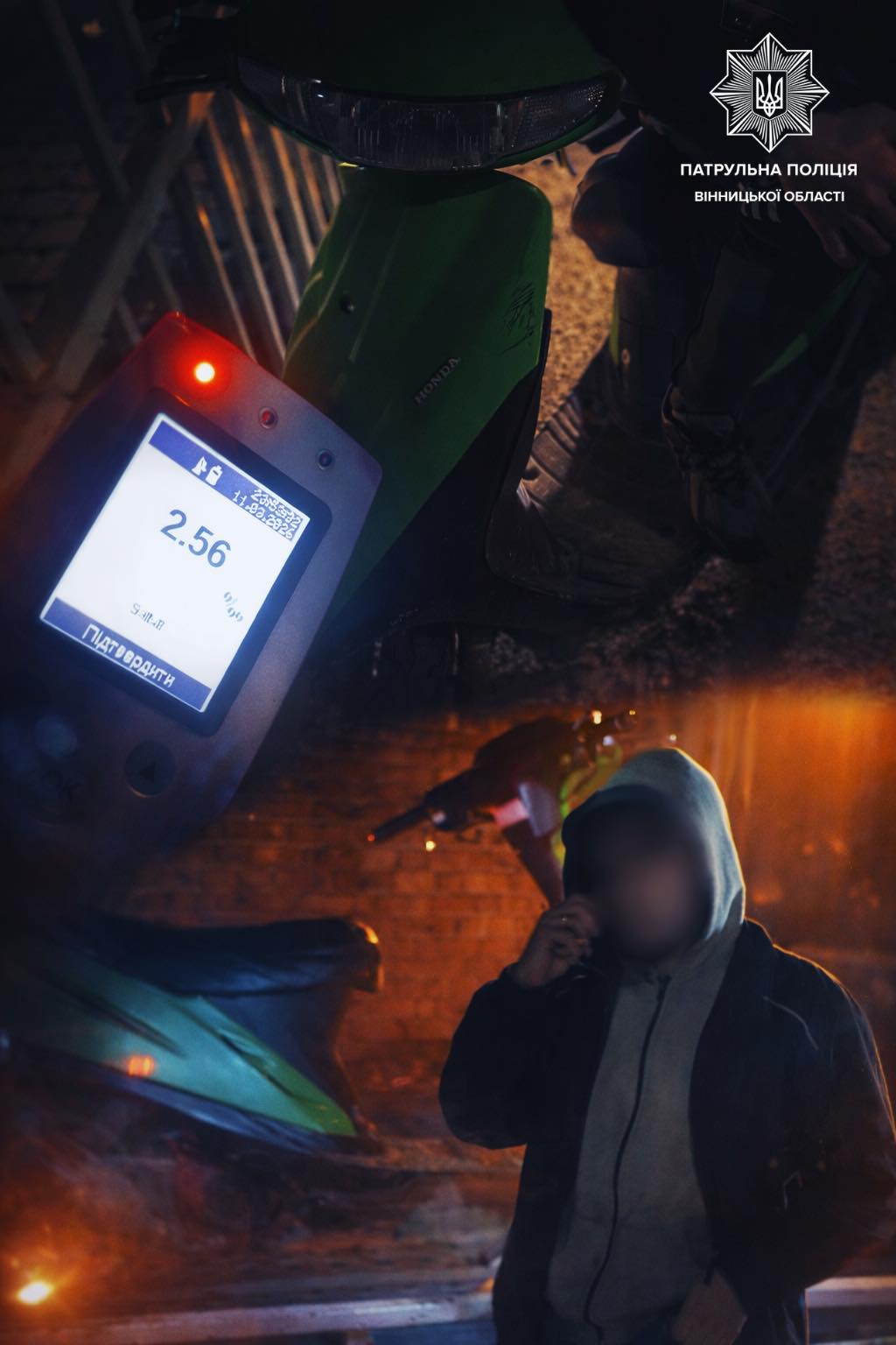 П’ять протоколів за одну ніч: вінницькі патрульні зупинили п’яного скутериста