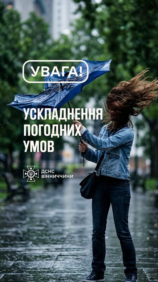Сильний вітер та грози: завтра на Вінниччині очікується погіршення погоди
