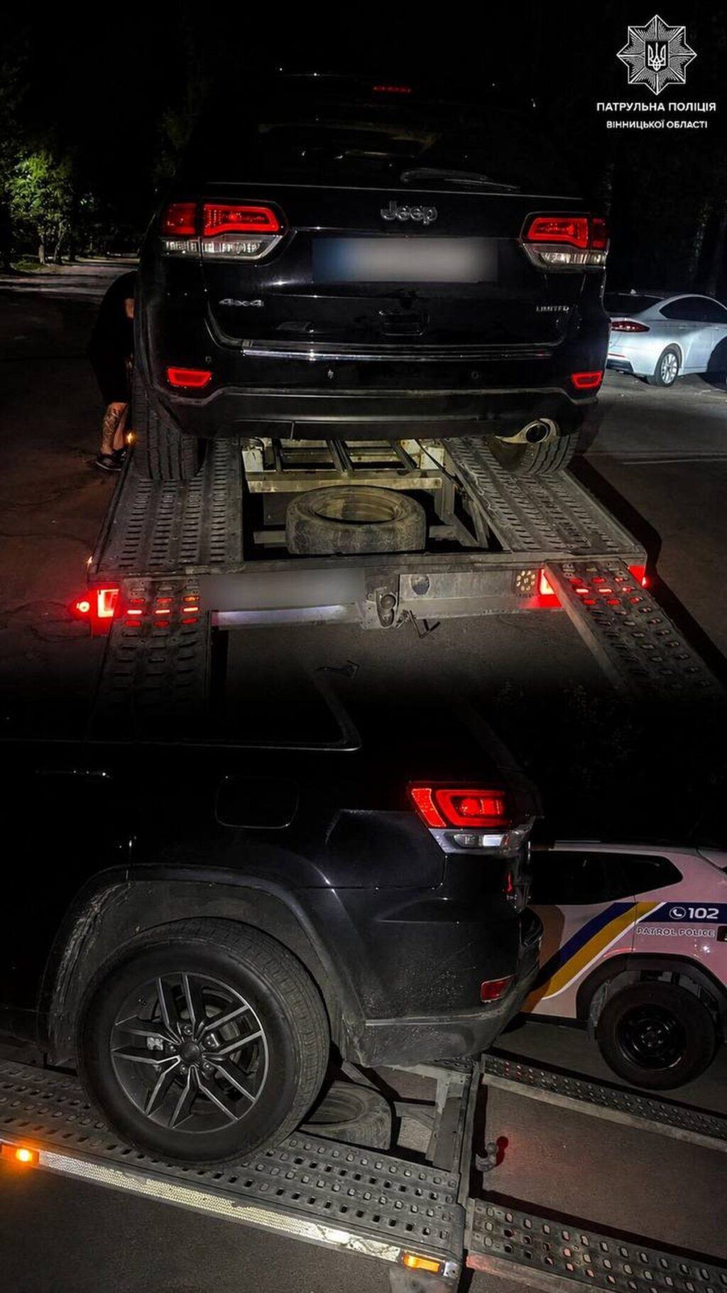 Без фар, але з перегаром: патрульні упіймали порушника на Jeep Grand Cherokee