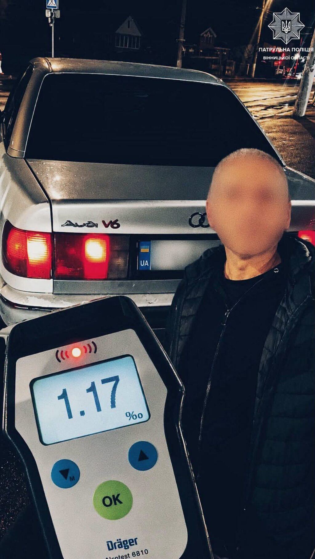 Патрульні Вінниці притягнули до відповідальності нетверезого водія за порушення ПДР у комендантську годину